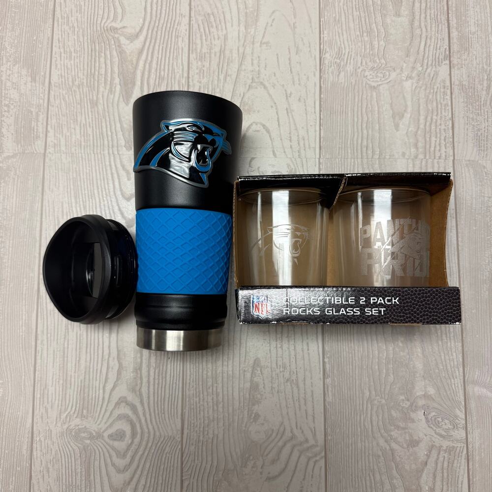 Carolina Panthers NFL 24oz Tumbler + 2 Rocks Glass Set